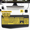 Picture of SABLUTE Large Print Keyboard Wired Computer Keyboards with Wrist Rest, Phone Holder, Big Letters Easy to Read Compatible Windows, Desktop, Laptop, Yellow