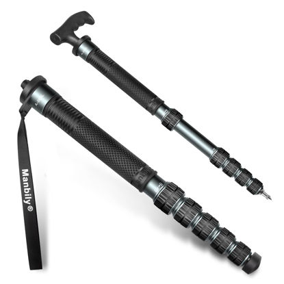 Picture of Manbily Camera Monopod, A-666L 32mm Tube Aluminum Monopod with Walking Stick Handle, Travel Monopod for DSLR Cameras Canon Sony Nikon, Payload 33 lbs/15kg (69")