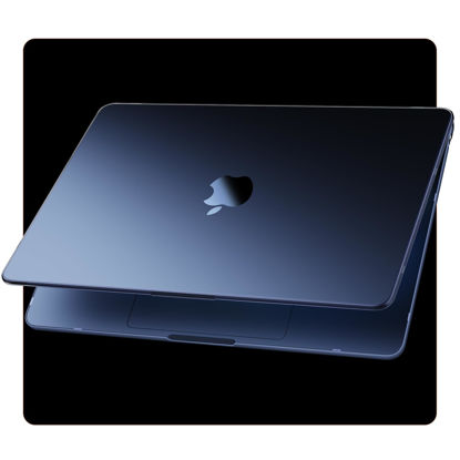 Picture of Soonjet Compatible for MacBook Air 13.6 inch Case M3 M2 2024-2022 Release Model A3113 A2681, Sturdy Protective Plastic Hard Shell Case Cover for MacBook Air M2 13 inch Case - Midnight Clear