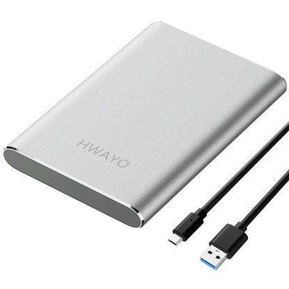 Picture of HWAYO 1TB Portable External Hard Drive, USB3.1 Gen 1 Type C Ultra Slim 2.5'' HDD Storage Compatible for PC, Desktop, Laptop, Mac, Xbox One (Silver)