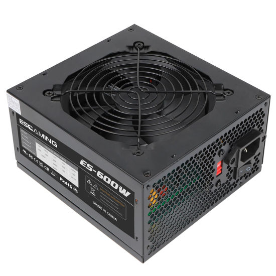 Picture of ESGAMING 600W ATX Power Supply with Auto-Thermally Controlled 120mm Fan ATX Gaming Power Supply PSU