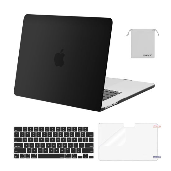 Picture of MOSISO Compatible with MacBook Air 15 inch Case 2024 2023 Release M3 A3114 M2 A2941 with Liquid Retina Display&Touch ID, Plastic Hard Shell&Keyboard Cover&Screen Protector&Storage Bag, Black