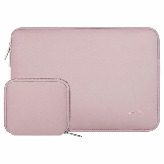 Picture of MOSISO Laptop Sleeve Compatible with MacBook Air 13 inch M3 A3113 M2 A2681 M1 A2337 A2179 A1932 / Pro 13 M2 M1 A2338 A2251 A2289 A2159 A1989 A1706 A1708, Neoprene Bag with Small Case, Baby Pink