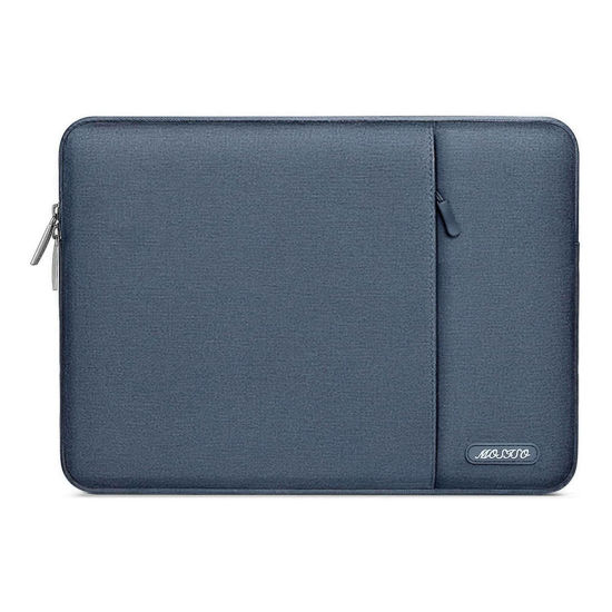 Picture of MOSISO Laptop Sleeve Bag Compatible with MacBook Air/Pro, 13-13.3 inch Notebook, Compatible with MacBook Pro 14 inch M3 M2 M1 Chip Pro Max 2024-2021, Polyester Vertical Case with Pocket, Haze Blue