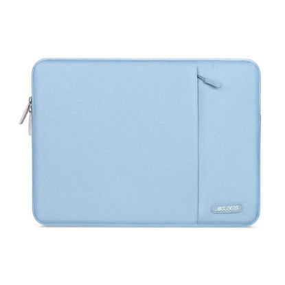 Picture of MOSISO Laptop Sleeve Bag Compatible with MacBook Air/Pro, 13-13.3 inch Notebook, Compatible with MacBook Pro 14 inch M3 M2 M1 Chip Pro Max 2024-2021, Polyester Vertical Case with Pocket, Air Blue