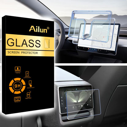 Picture of Ailun Tempered Glass Screen Protector for Tesla Model 3 2024 Highland Refresh Center Console Dashboard Touchscreen [15.4 Inch] with Auto Alignment Tool + Armrest Box Screen Protector [8 Inch]