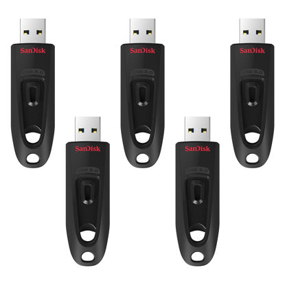 Picture of SanDisk 128GB 5-Pack Ultra USB 3.0 Flash Drive (5x128GB) - SDCZ48-128G-B5CT, Black