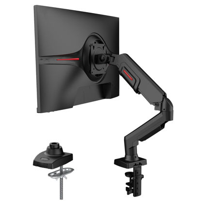 Picture of KOORUI Single Monitor Mount, Rotation, Swivel, Tilt, Adjustable Gas Spring Monitor Arm Fits 17-32inch, 4.4-19.8lbs Monitor, Monitor Stand for Desk with C-clamp/Grommet Mounting Base