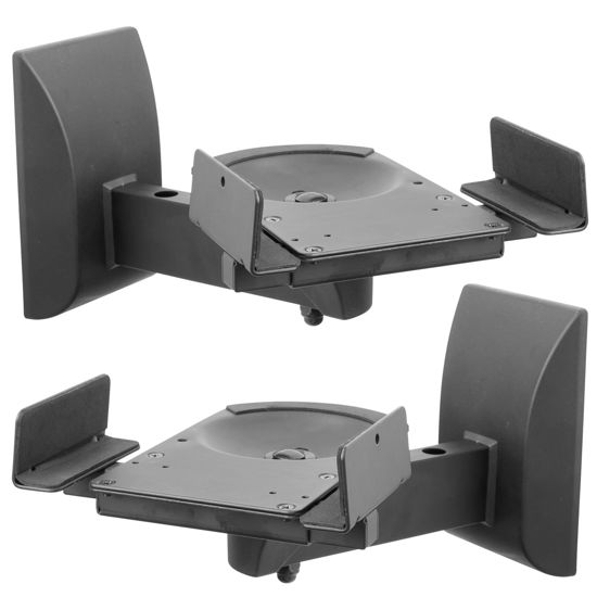 Picture of Mount-It! Speaker Wall Mounts, Pair of Universal Side Clamping Bookshelf Speaker Mounting Brackets, Large or Small Speakers, 2 Mounts, 55 Lbs Capacity, Black (MI-SB37)