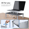 Picture of HUANUO Monitor Stand Riser - 3 Height Adjustable Monitor Stand for Laptop, Computer, iMac, PC, Printer, Desktop Ergonomic Metal Monitor Riser Stand with Mesh Platform