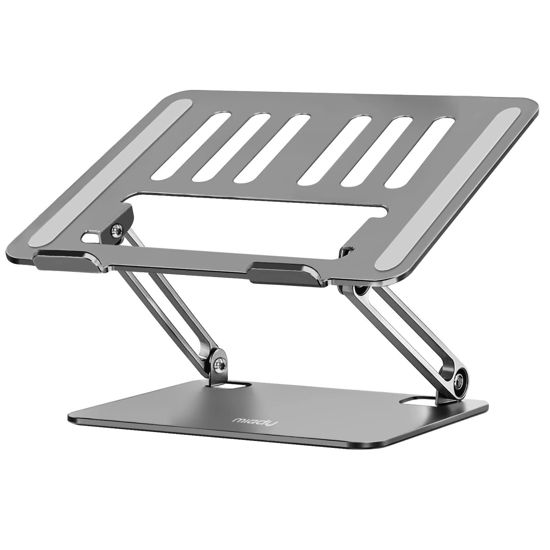 Picture of Miady Laptop Stand Adjustable Computer Stand Sturdy Aluminum Laptop Stand Foldable Laptop Riser Portable Laptop Stand for 10-16 inch Laptop Notebook Tablet and More