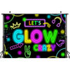 Picture of Wollmix Neon Glow Party Decorations Supplies Backdrop 7x5ft Glow in The Dark Let’s Glow Banner Photography Background Birthday Sleppover Graffiti Splash Paint Black Light Kids Photo Booth