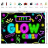 Picture of Wollmix Neon Glow Party Decorations Supplies Backdrop 7x5ft Glow in The Dark Let’s Glow Banner Photography Background Birthday Sleppover Graffiti Splash Paint Black Light Kids Photo Booth