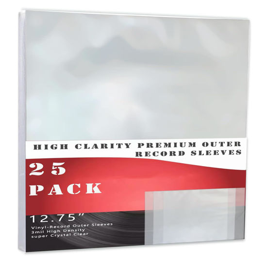 Picture of AZATUS Vinyl Record Sleeves 25 Pack 12.75" x 12.75" LP Record Sleeves Outer Clear Premium Polypropylene Vinyl Protective Sleeves Album Covers