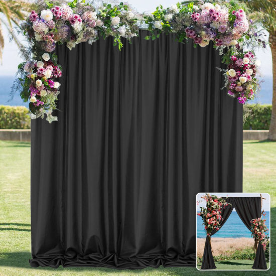 Picture of Black Backdrop Curtain for Party Black Background Curtains Rod Pocket Backdrop Drapes Panels Fabric Curtain Backdrop Black Birthday Party Decor for Boys Teens Men,5ft x 10ft, 2 Panels