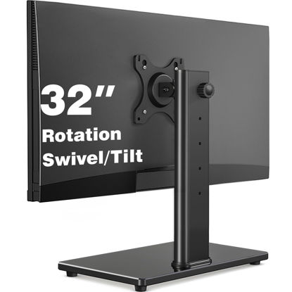 Picture of Single Monitor Stand VESA Mount for 13-32 Inch Screens, Free-Standing Monitor Riser with Swivel Tilt Rotation Height Adjustable, VESA Monitor Mount up to 44lbs, VESA 75x75，100x100mm