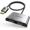 Picture of SWITCHFLUX DisplayPort to Dual HDMI Adapter [4K@60Hz] DP to HDMI Splitter 1 in 2 Out Extended Display, DP 1.2 to 2 HDMI Female Converter for Dual Monitors Compatible with PC,Graphic Card and More