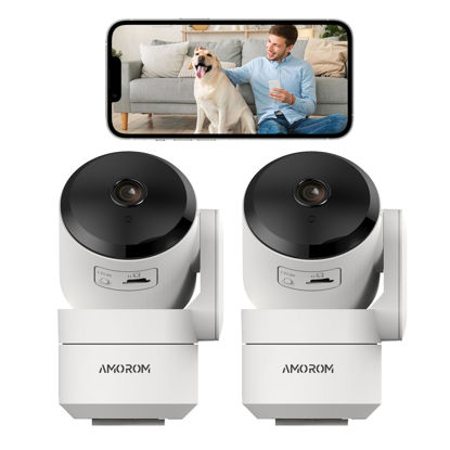 Picture of WiFi Camera for Home Security, 2 Pcs Indoor House Camera for Baby/Dog/Cat/Elder Monitor, Motion Track, AI Detection, 2-Way Audio, Memory Card/Cloud Storage,Privacy Mode,Google Home/Alexa Support