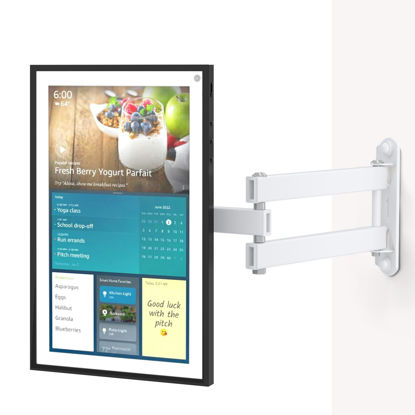 Picture of Mount for Echo Show 15, Adjustable Wall Mounting Bracket with Heavy Duty 15” Extension Arm, Rotate Tilt Swivel for Alexa Echo Show 15, Holds up to 33lbs, White by WALI