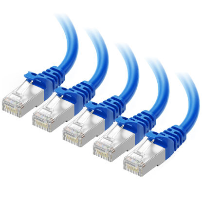 Picture of Cable Matters 10Gbps 5-Pack Snagless Shielded Cat6A Ethernet Cable 10 ft (SSTP, SFTP Shielded Ethernet Cable, Shielded Cat6 Cable, Cat 6 Shielded Network Cable) in Blue