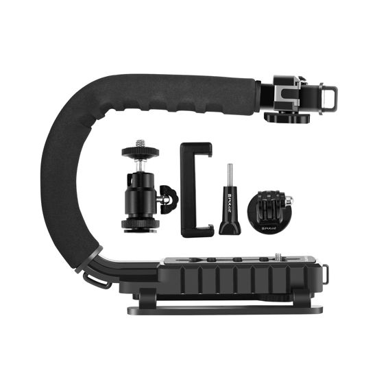 Picture of PULUZ U/C Shape Video Action Stabilizing Handle Grip Handheld Stabilizer Kit with Phone Clamp & Quick Release Buckle & Long Screw for Canon Sony Nikon Cameras and Home DV Camera Smartphones