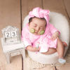 Picture of SPOKKI Newborn Photography Props 7 PCS Newborn Girl Photoshoot Outfits Babies Robe Props with Bath Towel Slippers Cucumber Curler Hat Makeup Brush for Infant Boys Girls