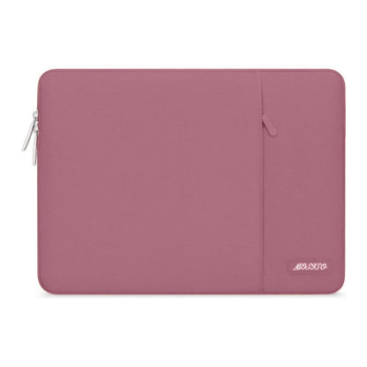 Picture of MOSISO Laptop Sleeve Bag Compatible with MacBook Air/Pro, 13-13.3 inch Notebook, Compatible with MacBook Pro 14 inch M3 M2 M1 Chip Pro Max 2024-2021, Polyester Vertical Case with Pocket, Dusty Rose