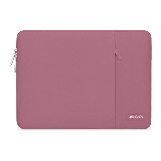 Picture of MOSISO Laptop Sleeve Bag Compatible with MacBook Air/Pro, 13-13.3 inch Notebook, Compatible with MacBook Pro 14 inch M3 M2 M1 Chip Pro Max 2024-2021, Polyester Vertical Case with Pocket, Dusty Rose