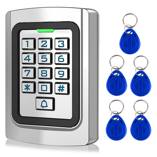 Picture of Access Control Keypad, Universal 12V 24VDC All Metal Case Digital Password PIN Code ID Keyfob Wired Door Keypad, IP68 Weatherproof, Backlight for Garage Door, Gate Opener and Access Control System