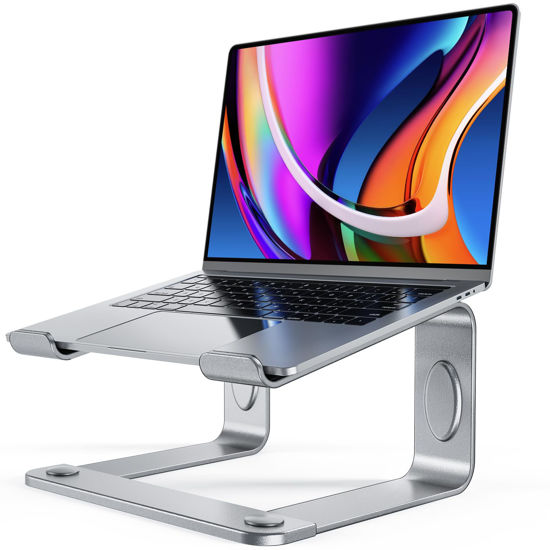 Picture of LORYERGO Laptop Stand for Desk, Laptop Riser Computer Stand for Laptop, Ergonomic Laptop Stand Desk Holder Elevator Compatible with Most 10 to 15.6 Inches Laptops, Silver