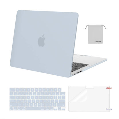 Picture of MOSISO Compatible with MacBook Air 13 inch Case 2024 2023 2022 M3 A3113 M2 A2681 Touch ID, Plastic Hard Case&Keyboard Cover&Screen Film&Pouch Compatible with MacBook Air 13.6 inch Case, Baby Blue