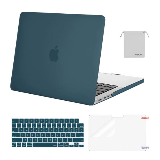 Picture of MOSISO Compatible with MacBook Pro 14 inch Case 2024 2023 2022 2021 Release M3 A2918 A2992 M2 A2779 M1 A2442 Pro Max, Plastic Hard Shell&Keyboard Cover&Screen Protector&Storage Bag, Deep Teal