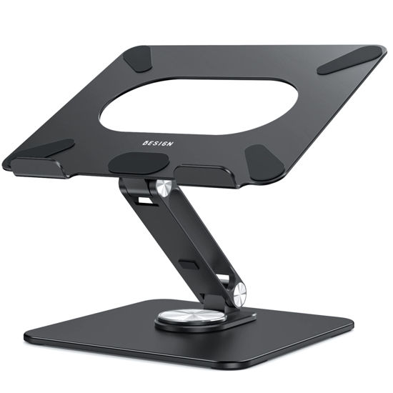 Picture of BESIGN LSX7 Laptop Stand with 360° Rotating Base, Ergonomic Adjustable Notebook Stand, Riser Holder Computer Stand Compatible with Air, Pro, Dell, HP, Lenovo More 10-15.6" Laptops (Black)