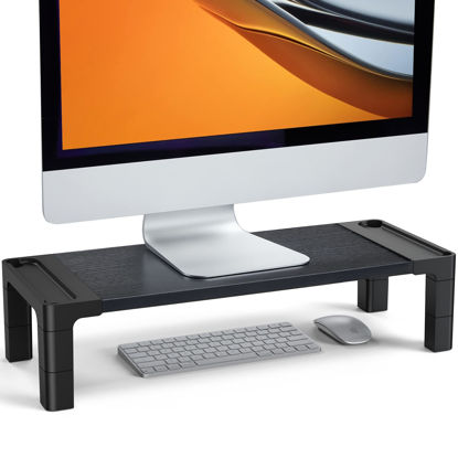 Picture of HUANUO Computer Monitor Stand Riser, Adjustable Laptop Stand Riser, Monitor Stand for Desk, Height Adjustable Desk Organizer for Laptops, Computers, Printers, PC, Desktop