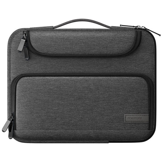 Picture of MoKo 9-11 Inch Tablet Sleeve Bag, Fits iPad Air 5/4th 10.9, iPad Pro 11 Inch, iPad 9/8th 10.2, iPad 10th 10.9, Tab S8/S9 11",Waterproof Polyester Bag with Double Pockets,Retractable Handle, Black&Gray