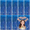 Picture of 10 Pack Foil Curtain Backdrop Blue Metallic Tinsel Foil Fringe Curtains Photo Booth Props for Birthday Wedding Engagement Baby Shower Bachelorette Christmas Holiday Celebration Party Decorations