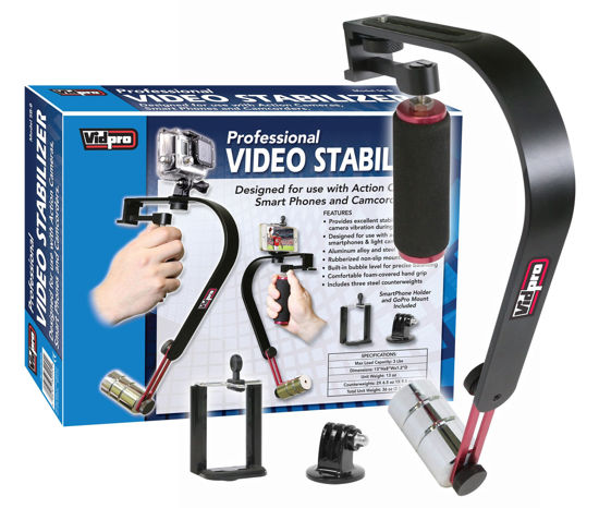 Picture of Vidpro SB-8 Video Stabilizer for GoPro, Smartphones, Cameras & Camcorders with Smartphone Holder & Adapter for GoPro