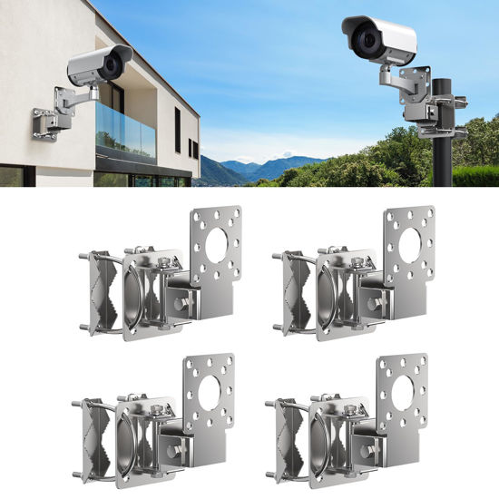 Picture of 4 Pack Universal Wall/Pole Mounting Pole Mount Brackets with U-Bolt，L Mounting Kit Hardware Accessories for Outdoor Antennas, Wireless Bridge, AP, Security Camera,TV CB,Weather Station, Outdoor CPE