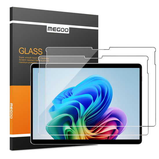 Picture of Megoo Screen Protector for Microsoft Surface Pro 11/10 (2024) - Also Fits Surface Pro 9, Pro 8, and Pro X (13 inch) - Tempered Glass/High Sensitivity/Support Surface Pen/Smooth Touch, 2 Pack