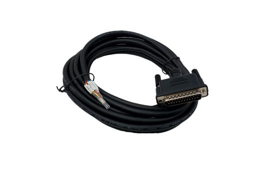 Picture of Compucableplususa.com Best Industrial Serial DB25 D-Sub 25 Pin RS232 Serial Cable with Bare Wire - 28 AWG with Black PVC Jacket (Male, 15 Feet)