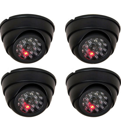 Picture of VideoSecu 4 Pack Dome Dummy Fake Infrared IR CCTV Surveillance Security Cameras Imitation Simulated Blinking LED with Security Warning Stickers C4B