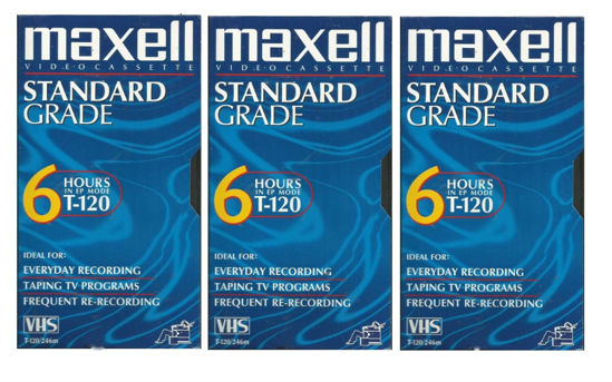 Picture of Maxell VHS Blank 3-Pack Standard Grade T-120 6 Hour EP Mode /246m