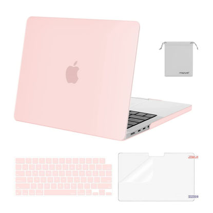 Picture of MOSISO Compatible with MacBook Pro 14 inch Case 2024 2023 2022 2021 Release M3 A2918 A2992 M2 A2779 M1 A2442 Pro Max, Plastic Hard Shell&Keyboard Cover&Screen Protector&Storage Bag, Chalk Pink