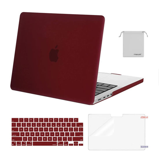 Picture of MOSISO Compatible with MacBook Pro 14 inch Case 2024 2023 2022 2021 Release M3 A2918 A2992 M2 A2779 M1 A2442 Pro Max, Plastic Hard Shell&Keyboard Cover&Screen Protector&Storage Bag, Marsala Red