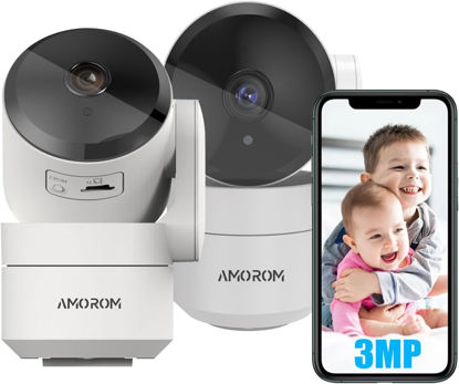 Picture of 2K Indoor Camera for Home Security 360° WiFi Pet Cameras with Pan/Tilt, AI Motion Detection, 2-Way Audio, Night Vision, Compatible with Alexa/Google Assistant, 2.4GHz WiFi