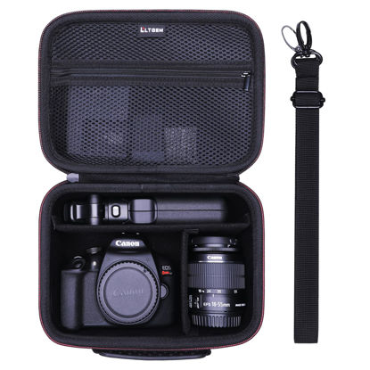 Picture of Camera Case Compatible with Canon EOS Rebel T7 / T100 / R50 / R6 Mark II / R8 / R100, Sony, Nikon DSLR Camera, Lens, Tripod, with 4 Pieces of Dividers and Shoulder Strap by LTGEM, Black