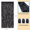 Picture of 3 Pack Wavy Black Tinsel Foil Fringe Curtains Party Backdrop, 3.3 x 6.6 ft Streamer Backdrop Tinsel Curtains for Birthday, Graduation, Fiesta, Halloween Party Decor