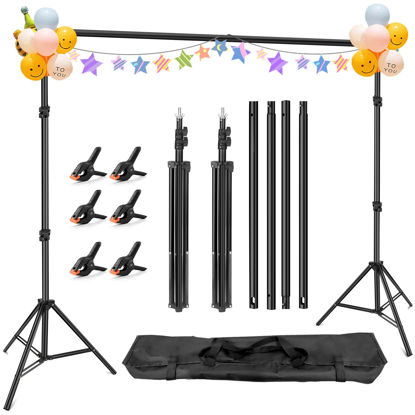 Picture of Photo Backdrop Stand, 10x6.5 ft Background Stand for Photoshoot, Hemmotop Adjustable Backdrops Stand for Parties, Photography, Photo Booth, Projector Screen, Movie Screen, Portraits, Streaming