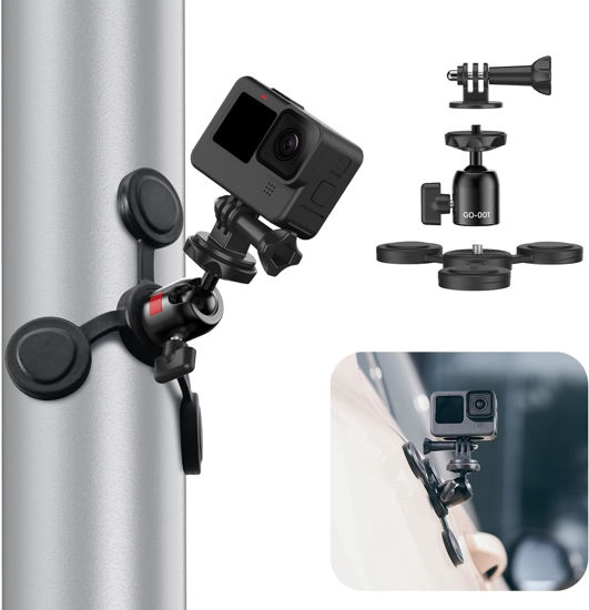 Picture of ULANZI Triple-Head Camera Magnetic Mount for GoPro Action Cams w Adjustable Ballhead Strong Suction Flexible Car Mount Adapter Adjustable for DJI INSTA360 etc