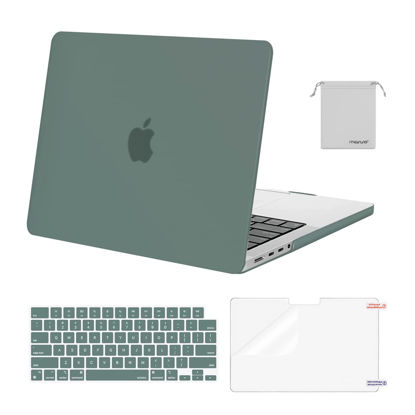 Picture of MOSISO Compatible with MacBook Pro 14 inch Case 2024 2023 2022 2021 Release M3 A2918 A2992 M2 A2779 M1 A2442 Pro Max, Plastic Hard Shell&Keyboard Cover&Screen Protector&Storage Bag, Midnight Green